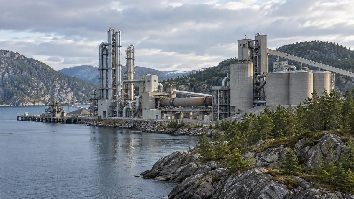 Coastal cement works with carbon-capture equipment