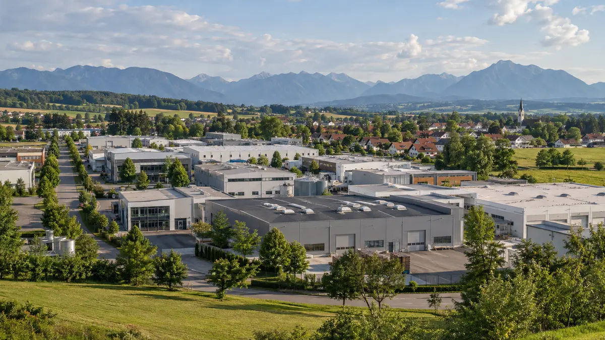 Bavarian industrial landscape Industrial district in a Bavarian landscape
