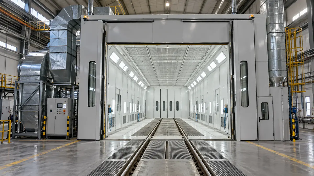 Railway vehicle painting booth
