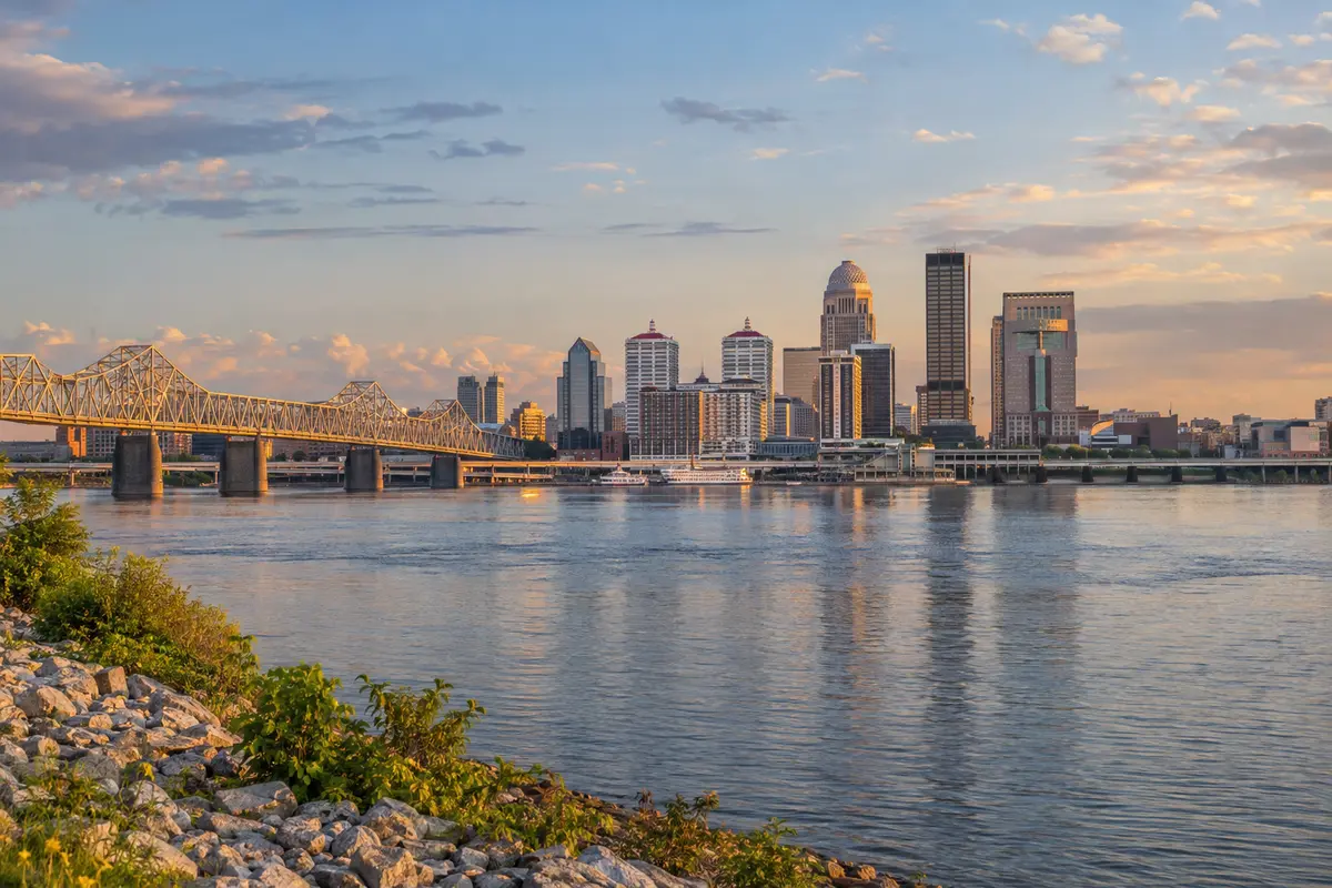 Louisville city setting Louisville riverfront in Kentucky