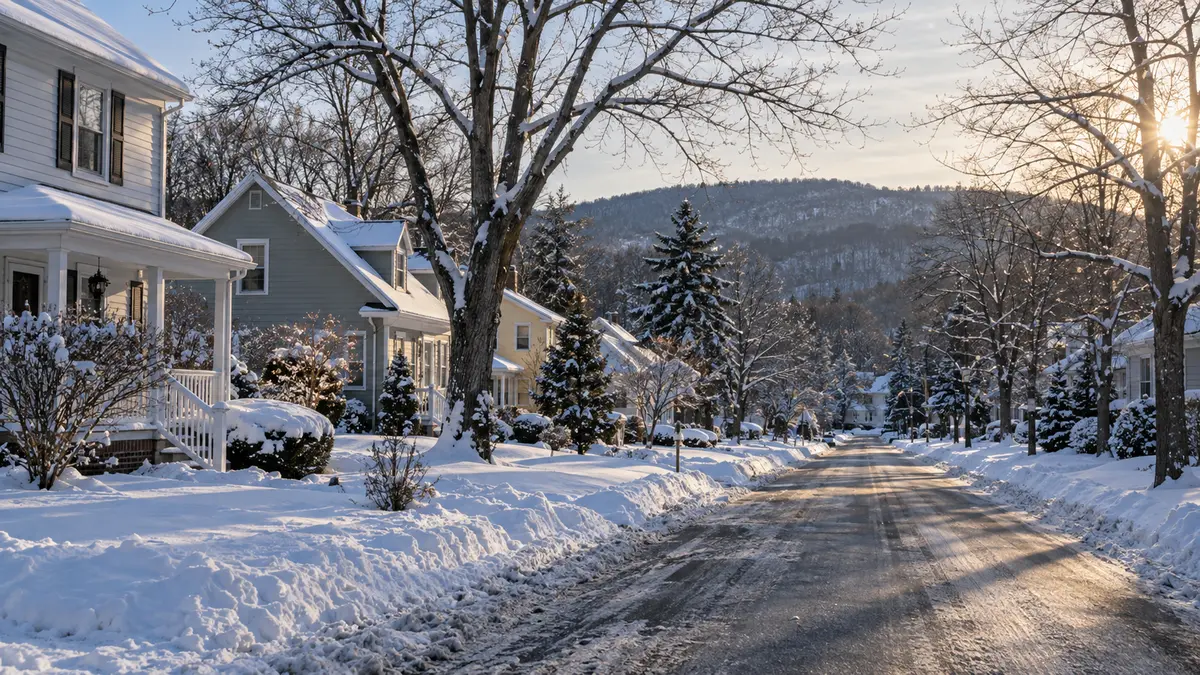 New York winter landscape Winter neighbourhood in upstate New York