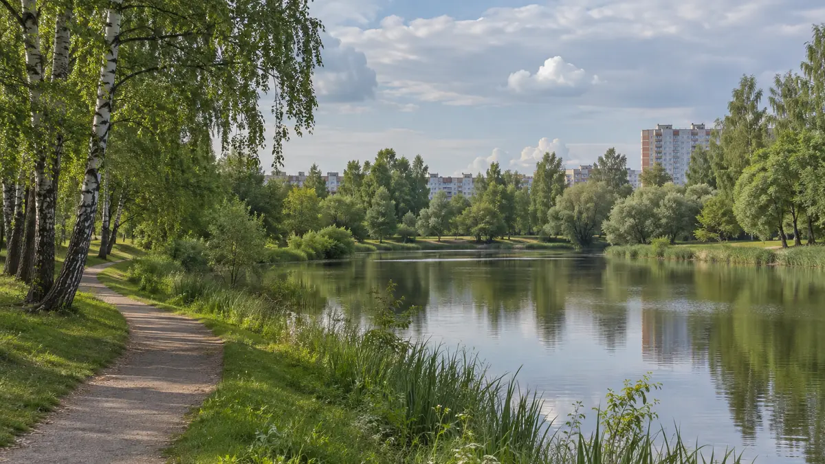 Подмосковный пейзаж Городской парк Подмосковья