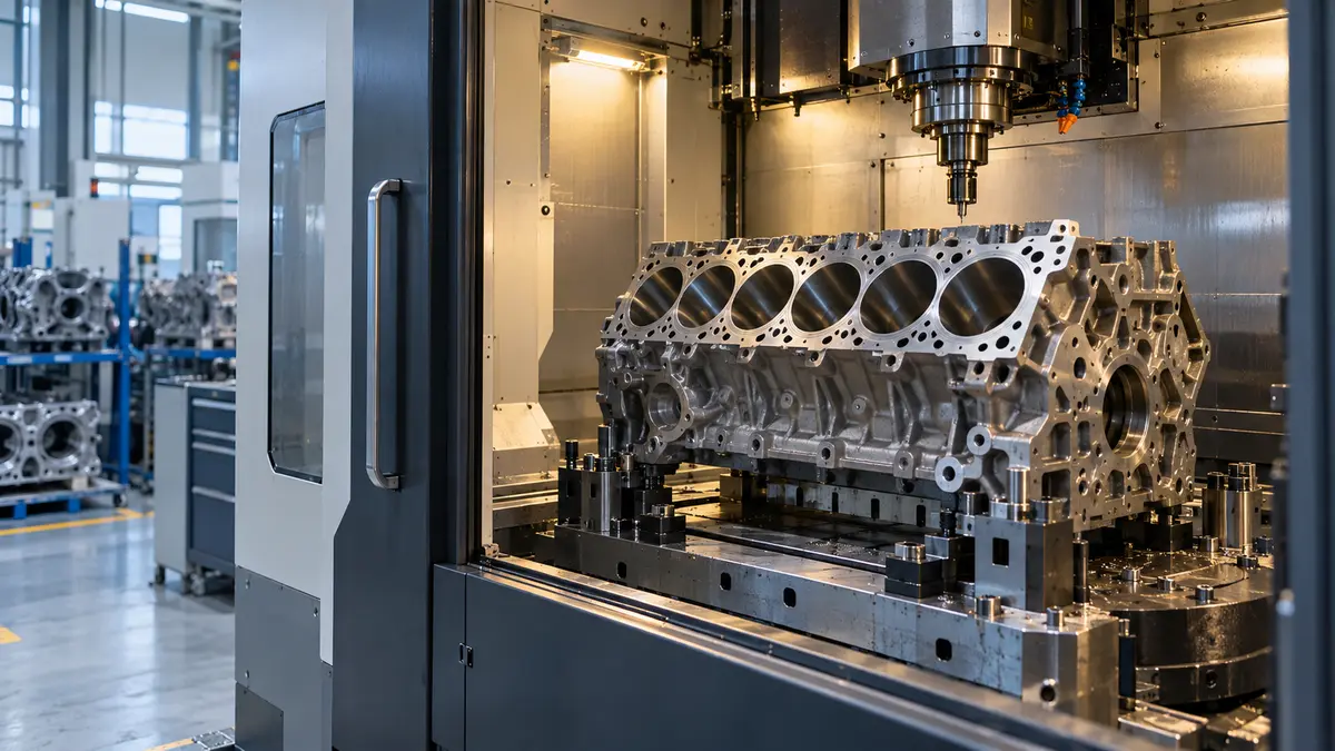 Industrial engine block machining