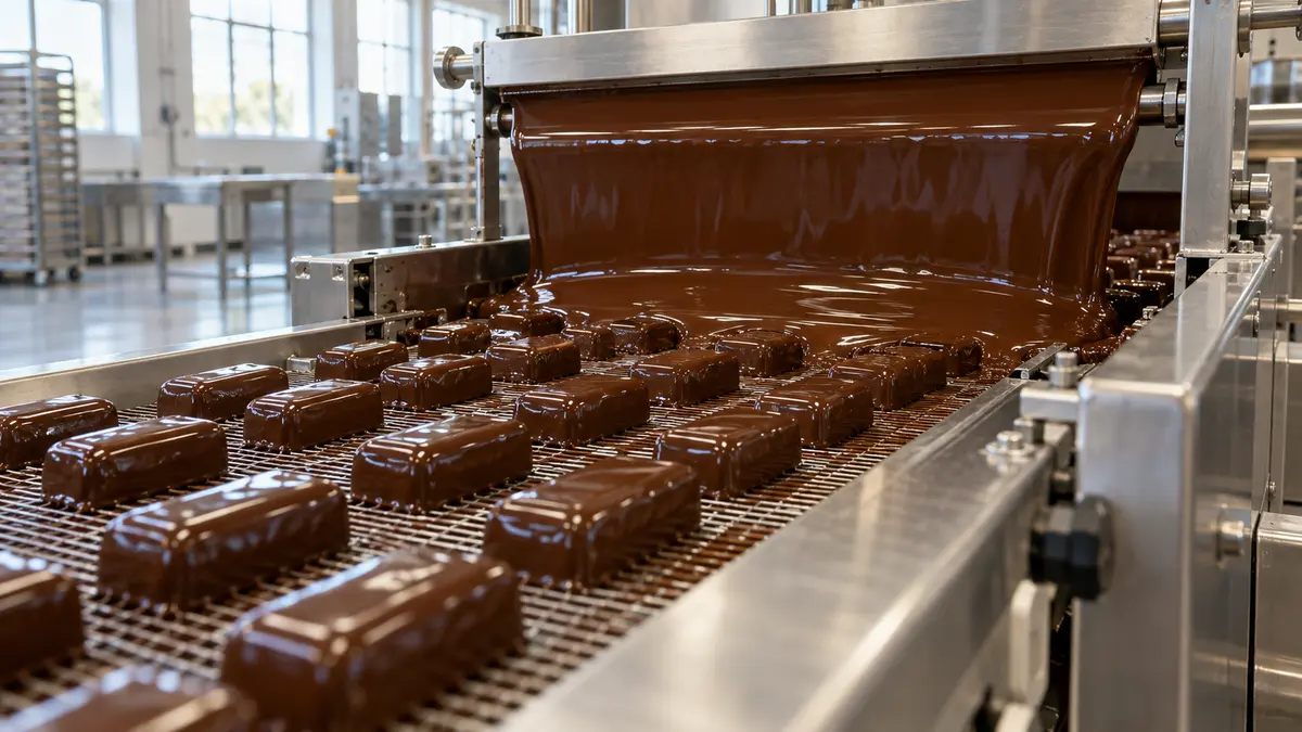 Chocolate enrobing line