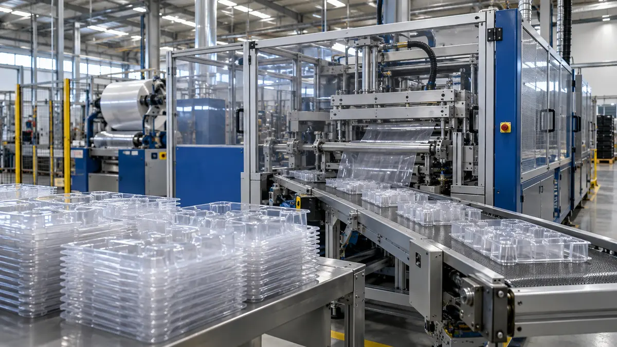 Thermoforming trays for industrial packaging
